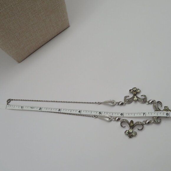 Sorrento Sterling Silver Rhinestone Filigree Floral Necklace - Picture 12 of 12